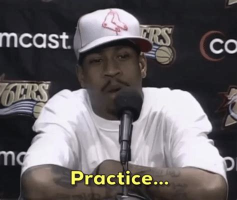 Allen iverson practice gif - A mashup of Ted Lasso and Allen Iverson giving the infamous "we talking about practice" speech.